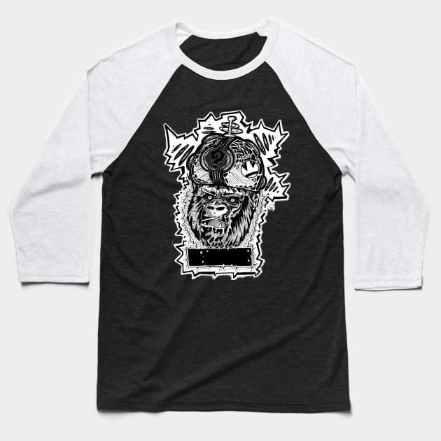 Gorilla Bomb Baseball T-Shirt by paintchips